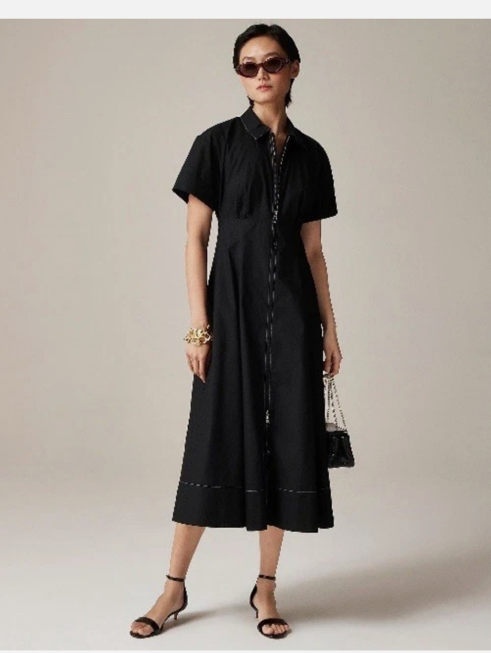 J Crew Zip-up shirt dress in cotton poplin CI906 NWT Size 2 Black